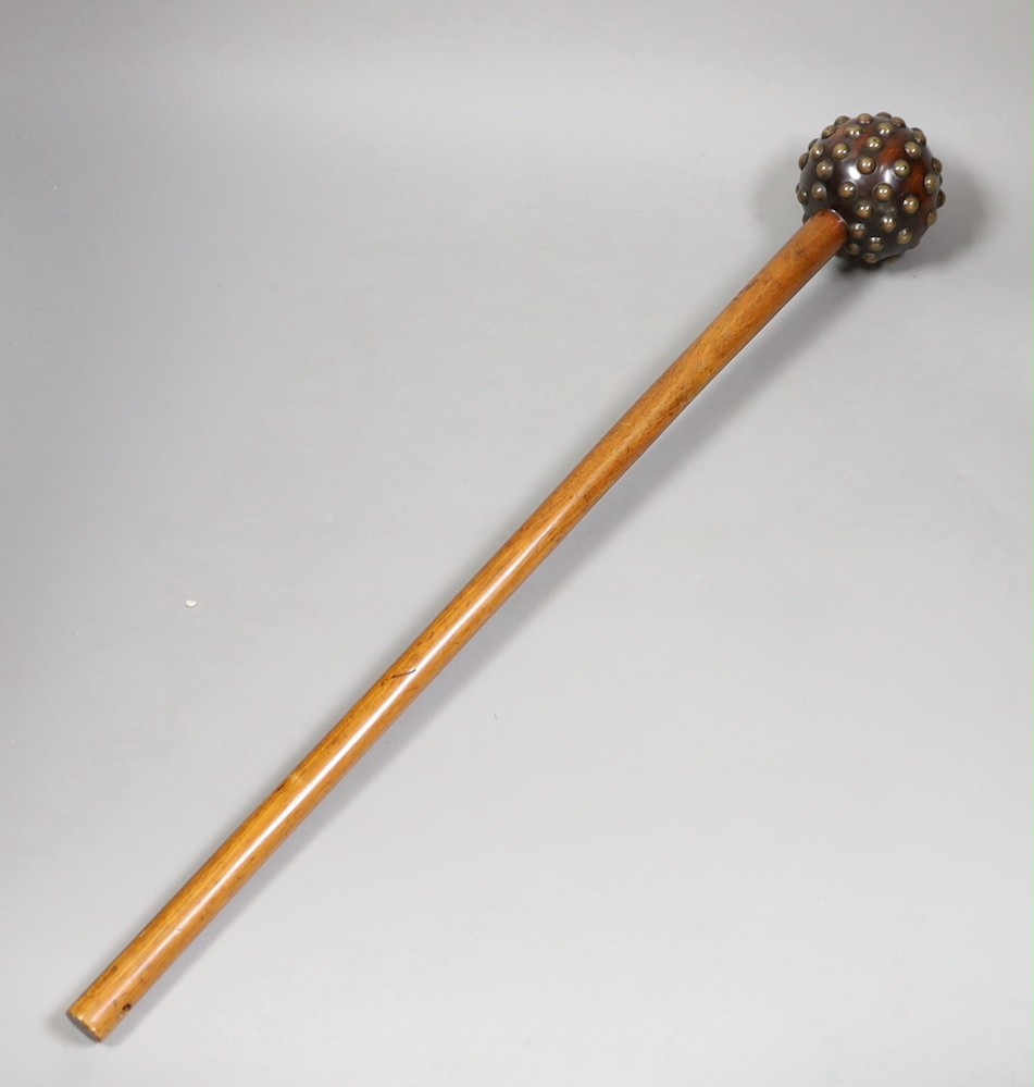 A 19th century Zulu studded hardwood knobkerrie, 65cm long